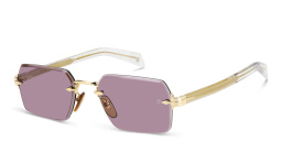 Shop DAVID BECKHAM Rimless Rectangle Sunglasses in Gold Crystal online.