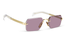 Shop DAVID BECKHAM Rimless Rectangle Sunglasses in Gold Crystal online.