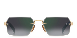 Shop DAVID BECKHAM Rimless Rectangle Sunglasses in Gold online.