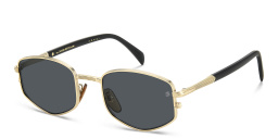 Shop DAVID BECKHAM Irregular Sunglasses in Gold Black online.