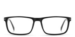 Shop DAVID BECKHAM Timeless Icons Wide Rectangle Eyeglasses in Black Grey online.