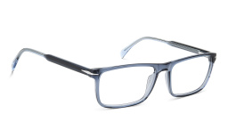 Shop DAVID BECKHAM Timeless Icons Wide Rectangle Eyeglasses in Blue online.