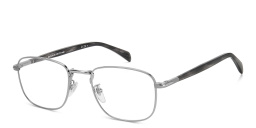 Shop DAVID BECKHAM Rectangle Eyeglasses in Ruthenium Grey Horn online.