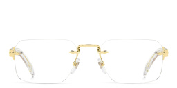 DAVID BECKHAM Rimless Rectangle Eyeglasses in Gold Crystal – Product Photo 1