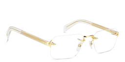 DAVID BECKHAM Rimless Rectangle Eyeglasses in Gold Crystal – Product Photo 3