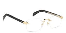 Shop DAVID BECKHAM Rimless Rectangle Eyeglasses in Gold Black online.