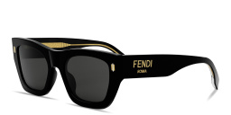 Shop FENDI Fendi Roma Black Rectangular Sunglasses in Black online.