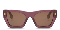 Shop FENDI Fendi Roma Violet Rectangular Sunglasses in Transparent Purple online.