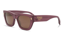 Shop FENDI Fendi Roma Violet Rectangular Sunglasses in Transparent Purple online.