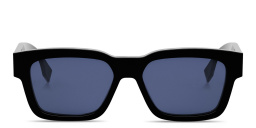Shop FENDI O'Lock Black Rectangular Sunglasses in Black online.