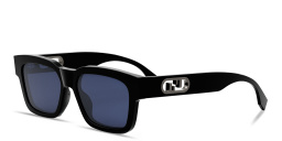 Shop FENDI O'Lock Black Rectangular Sunglasses in Black online.