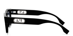 Shop FENDI O'Lock Black Rectangular Sunglasses in Black online.