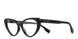 Shop FENDI Lettering Oval Eyeglasses in Black online.
