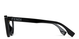Shop FENDI Lettering Oval Eyeglasses in Black online.