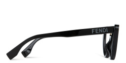 Shop FENDI Lettering Oval Eyeglasses in Black online.