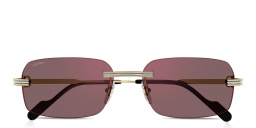 Shop Cartier Première de Cartier Rimless Rectangle Sunglasses in Gold online.