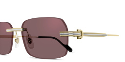 Shop Cartier Première de Cartier Rimless Rectangle Sunglasses in Gold online.