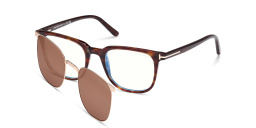 Shop TOM FORD Square Eyeglasses in Dark Havana online.