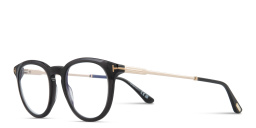Shop TOM FORD Round Eyeglasses in Shiny Black online.