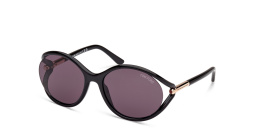 TOM FORD Melody Round Sunglasses in Shiny Black – Product Photo 2