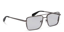 Shop OFF WHITE Style 66 Unisex Wide Rectangle Eyeglasses in Gunmetal online.