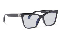 Shop OFF WHITE Style 67 Unisex Wide Cat-Eye Eyeglasses in Black online.