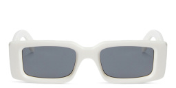 Shop OFF WHITE Arthur Unisex Rectangle Sunglasses in White online.