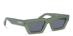 Shop OFF WHITE Manchester Unisex Rectangle Sunglasses in Green online.