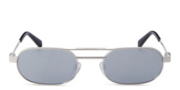 Shop OFF WHITE Arrows Motif Unisex Oval Sunglasses in Silver online.