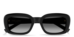 SAINT LAURENT Logo Rectangle Sunglasses in Black – Product Photo 1
