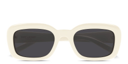 SAINT LAURENT Logo Rectangle Sunglasses in Ivory – Product Photo 1