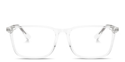 Shop GIORGIO ARMANI Wide Rectangle Eyeglasses in Clear online.