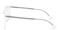 Shop GIORGIO ARMANI Engraved Logo Wide Rectangle Eyeglasses in Clear online.