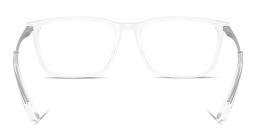 Shop GIORGIO ARMANI Engraved Logo Wide Rectangle Eyeglasses in Clear online.