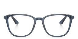 Shop GIORGIO ARMANI Square Eyeglasses in Transparent Blue online.