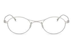 Shop GIORGIO ARMANI Double Dutch Oval Eyeglasses in Matte Silver online.