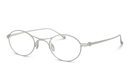 Shop GIORGIO ARMANI Double Dutch Oval Eyeglasses in Matte Silver online.