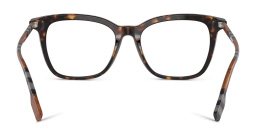 BURBERRY Check Pattern Square Eyeglasses in Dark Havana – Product Photo 4