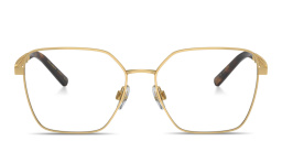 Shop Dolce & Gabbana DG Logo Wide Square Eyeglasses in Gold online.