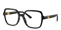 Shop Dolce & Gabbana DG Oversized Wide Square Eyeglasses in Black online.
