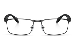 Shop Emporio Armani Wide Rectangle Eyeglasses in Matte Black online.
