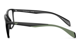 Shop Emporio Armani Wide Pillow Eyeglasses in Matte Black online.