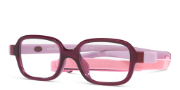 Shop Mira Flex Logo Kids Rectangle Eyeglasses in Burgundy online.