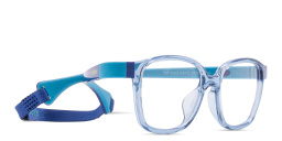 Mira Flex Flexible & Safe Kids Square Eyeglasses in Shiny Light Blue – Product Photo 2