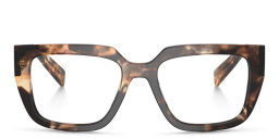 Shop PRADA Logo Irregular Eyeglasses in Havana Caramel online.