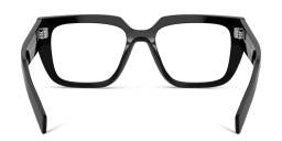 Shop PRADA Logo Irregular Eyeglasses in Black online.