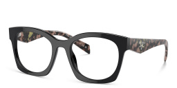 Shop PRADA Irregular Eyeglasses in Black online.