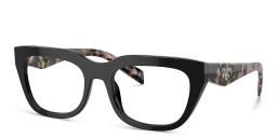Shop PRADA Irregular Eyeglasses in Black online.