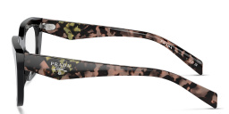 Shop PRADA Irregular Eyeglasses in Black online.