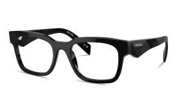 Shop PRADA Logo Signature Pillow Eyeglasses in Black online.